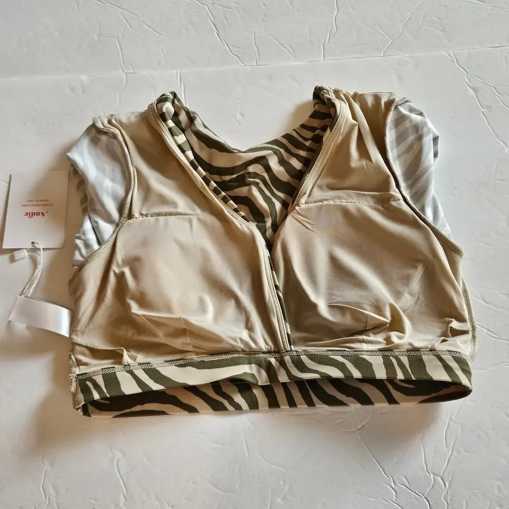 Andie Sorrento‎ Swim Top Bias Stripe Olive Women's X-Small Summer Beach Vacation